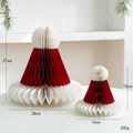 Red and white honeycomb paper Christmas tree decor in large and small sizes - Santa Theme Set (27cm+15cm)