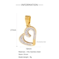18k gold plated stainless steel heart pendant with white enamel and zircon stones - White Enamel Heart-HP0001G4-6