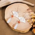 Retro style beaded earrings with orange-red beads and white water drop pendants - E4582/White Fan Drop