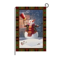 Christmas snowman garden flag with red hat and winter pattern on linen background - 30*45cm / Striped Snowman (HYQ030-21)