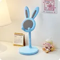 Sky blue cute rabbit phone stand with retractable arm and non-slip pad on round base - Blue