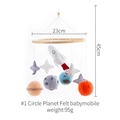Felt baby mobile featuring rocket and planets design on a 23cm wooden ring - Circle Planet Felt Mobile