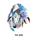 Colorful Bohemian unicorn temporary tattoo sticker with tribal patterns and feathers - Th-230 / 210*148mm