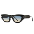 Cat eye sunglasses in black frame with blue yellow gradient lenses and metal studs - Black Frame Blue-Tea Gradient Lens