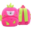 Pink pitaya monster plush backpack for kids aged 2-4, front and back views on white background - Fruit