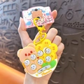 Cute yellow bear flower Whac-A-Mole mini game machine keychain for bag decoration - Flower Bear Whac-A-Mole Machine Pendant / Yellow