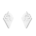 Minimalist silver ice cream cone stud earrings for women with realistic 3D textured design - Steel
