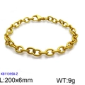 Bracelet chaîne en acier inoxydable doré mat avec fermoir mousqueton, 200x6mm - Bord Rond Or 200*6mm (KB113958-Z)