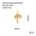Detailed view of 12mm micro-pave gold plated coconut tree pendant with zircon inlay - Gold Coconut Tree (E-1)