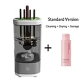 Basic automatic makeup brush cleaner set with drying rack and 80ml cleaning solution - Transparent Grey (Plug-in + Agent)