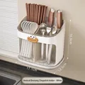 Wall-mounted white kitchen utensil holder with orange smile and drainage tray - Wall-mounted / White