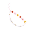 Evil Eye telefoankoord met kleurrijke bloemkralen, parels en gouden accenten - YR3241-1-Wit Roze Bloem Letter