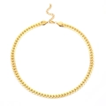 Close-up of golden Cuban link necklace with adjustable extender chain and lobster clasp - Z-033-Necklace