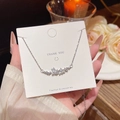 Silver 18K titanium steel necklace with sparkling rhinestones and small pearls - X198 Silver Zirconia Mini Pearl