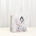 Wedding gift bags with elegant bride and groom suit prints and gold heart accents - 5047-1 Wedding Dress Suit & Hearts Print