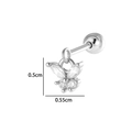 Zierlicher silberner Schmetterlings-Piercing-Ohrring mit Zirkon und Schraubverschluss - Schmetterling (2640-1#) / Silber