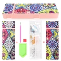 Kit de boîte à crayons diamant DIY rose avec motif mandala et outils complets - BH-01