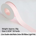 2.5cm double-sided matte cotton ribbon in light pink for gift box floral wrapping - Double-sided Matte Cotton / 2.5cm Wide * 20 Yards / Light Pink