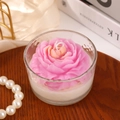 Handmade pink rose flower scented candle in clear glass jar for romantic gift - Exquisite Large Pink Flower Shape
