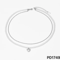 Collana a doppio strato in acciaio inossidabile con perle bianche e ciondolo a cuore - Collana d'Argento (PD1749)