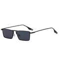 Lunettes de soleil rectangulaires en métal noir avec verres foncés et branches ajourées - Monture Noire Verres Noir Gris C1