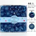 Set da 44 palline di Natale blu scuro con finiture lucide e glitterate in varie misure - 44 Pezzi / Blu Scuro