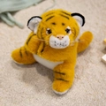Cute tiger plush slap bracelet with orange black stripes and soft white faux fur detail - Yellow Tiger / 18cm