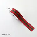 Red and green plaid Christmas ribbon roll with gold edges for DIY gift wrapping - 2.5cm Red And Green Checkered Pattern / Size 6