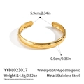 Gouden open manchetarmband van roestvrij staal met gegraveerde boze oog patronen - Boze Oog Patroon (YYBL023017)