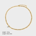 5mm 18K gold-plated stainless steel Figaro chain with 43+5cm length and lobster clasp - 5MM Figaro Chain / Gold (YYN023035)