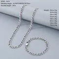 Conjunto de joyas para mujer collar y pulsera de cadena Figaro 6mm en acero plateado - Pulsera 20CM / 6mm Color Acero