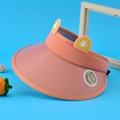 Kids orange pink sun visor hat with cute yellow cartoon ears and UPF 50+ protection - Cartoon Ears (1023) / Brick Red