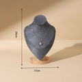 Necklace display bust in dark grey velvet with solid wood base, height 24cm and width 17cm - Medium Size Dark Grey