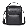 Borsa a tracolla classica da uomo in pelle PU nera con molteplici scomparti a zip - Nero