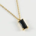 Colgante cuadrado de circón negro en cadena de acero inoxidable chapada en oro mujer - Negro