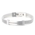 Bracciale a maglia in acciaio inossidabile argento con placca rettangolare lucida - Color Acciaio