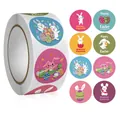 Easter cartoon rabbit and egg round stickers, 2.5cm labels for holiday decoration roll - Easter Bunny Egg Mixed Color Series (K-178) / 500 Pieces/Pack (Diameter 2.5cm)
