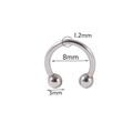 Detail of 1.2mm surgical steel circular barbell piercing with 8mm inner diameter size - Horseshoe Ring / Steel