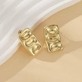Irregular textured gold geometric rectangular earrings for women in liquid metal style - Rectangular Liquid Wave / Gold