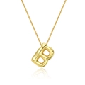 Detailed view of polished 18K gold letter B balloon pendant on a minimalist chain - Letter B Necklace Set