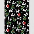 Christmas dishcloth with red Santa hats and HO ho ho patterns on a black background - Mjbt66-15（1pc)