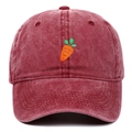 Berretto da baseball in cotone bordeaux con ricamo a carota per il tempo libero e il sole - Regolabile / Borgogna