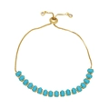 Adjustable gold chain bracelet with blue oval zircon stones and slider clasp design - Turquoise