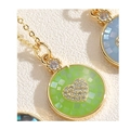 Collier avec pendentif mosaïque vert et cœur blanc en zircon sur chaîne dorée - Vert