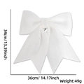 Detailed view of white glitter Christmas bow ornament with 34x36cm size dimensions - Size 2 (36x34cm) / White
