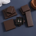 Brown textured paper jewelry gift box set in various square and rectangular sizes - Brown