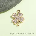 Golden clover pendant with sparkling rhinestones, 1.8cm x 1.4cm, for DIY jewelry making - Gold Clover