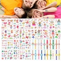 Waterproof temporary tattoo stickers for kids featuring cartoon princess and cars - Princess & Flower Set (K01+K03+K05+K09)