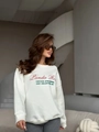 Λευκό oversized φούτερ με στρογγυλή λαιμόκοψη και τύπωμα Panda Ro για casual εμφάνιση - S / Λευκό (Με Επένδυση Fleece)