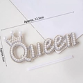 Sparkling pearl and rhinestone Queen cake topper with crown design, 12.5cm width - White Pearl Queen 5sets